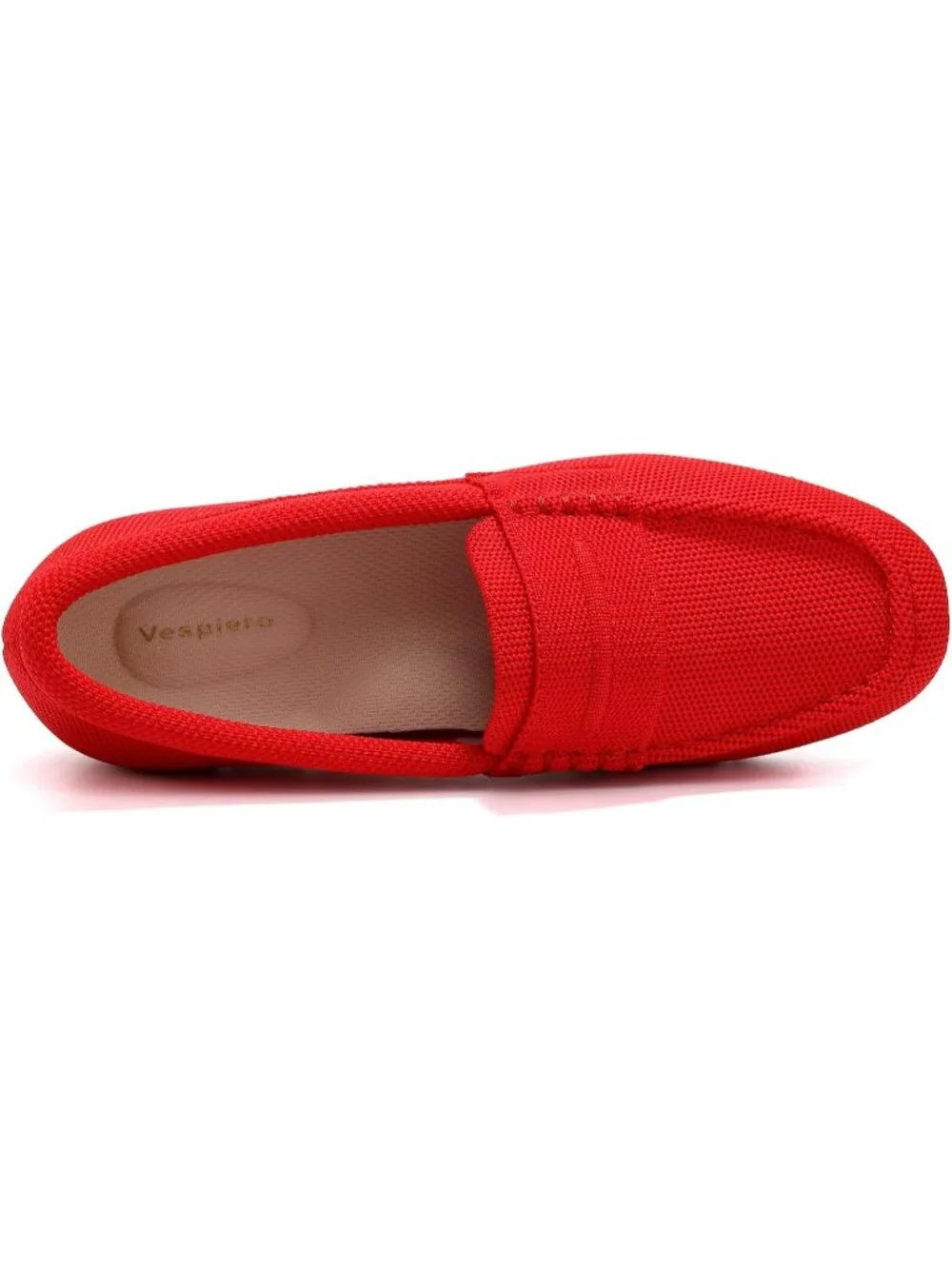 Women's Red Mesh Comfortable Slip on Dressy Casual Walking Loafer Flat Shoes